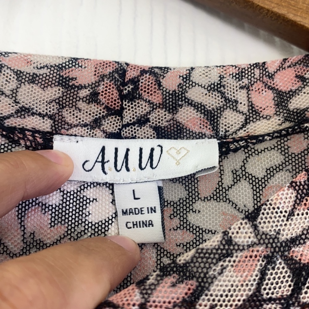 AUW - NWT Floral Black And Pink Lined Maxi Dress Size L - Picture 10 of 14